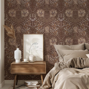 Classic Brown & Beige William Morris Honeysuckle Wallpaper