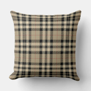 Classic Brown Black Plaid Cushion