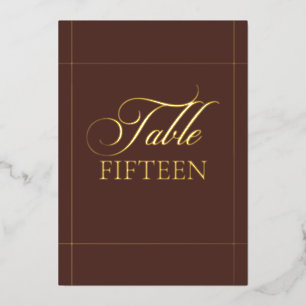 Classic Brown Border Wedding Table Number Sign
