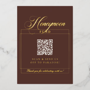 Classic Brown Calligraphy Honeymoon Fund Sign