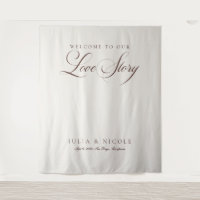Classic Brown Calligraphy Wedding Backdrops Banner