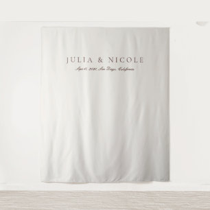 Classic Brown Calligraphy Wedding Backdrops Banner Tapestry