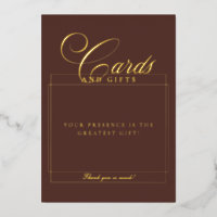 Classic Brown Calligraphy Wedding Cards Gifts Sign