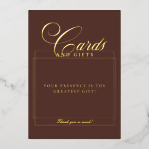 Classic Brown Calligraphy Wedding Cards Gifts Sign