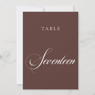 Classic Brown Calligraphy Wedding Table Number