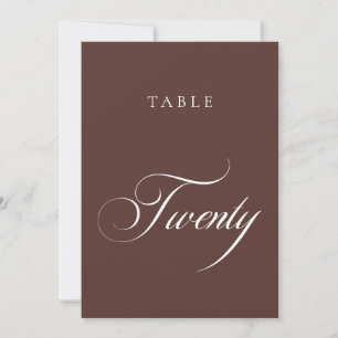 Classic Brown Calligraphy Wedding Table Number