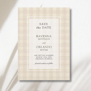 Classic Brown Cappuccino Plaid Rustic Wedding Save The Date