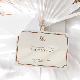 Classic Brown & Ecru Groomsman Proposal Card