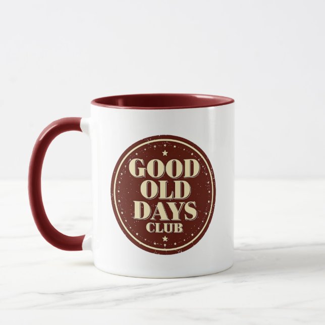 Classic Brown Good Old Days Club Emblem Mug (Left)