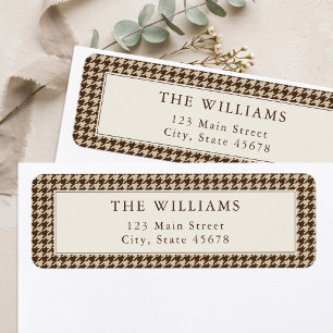Classic Brown Houndstooth Return Address