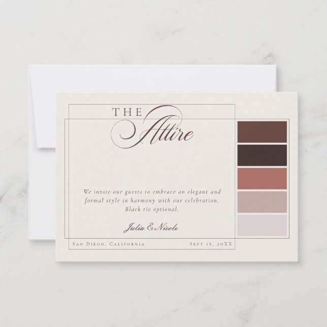 Classic Brown Ivory Calligraphy Formal Attire Code Invitation (Front)