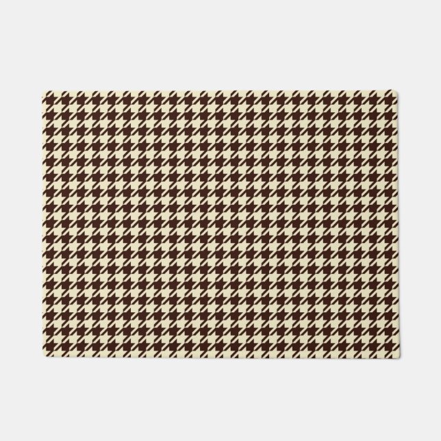 Classic Brown Ivory Pepita Houndstooth Pattern  Doormat (Front)