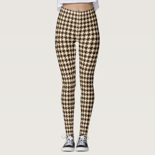 Classic Brown Ivory Pepita Houndstooth Pattern   Leggings