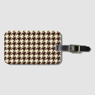 Classic Brown Ivory Pepita Houndstooth Pattern Luggage Tag