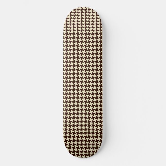 Classic Brown Ivory Pepita Houndstooth Pattern Skateboard (Front)