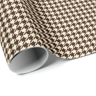 Classic Brown Ivory Pepita Houndstooth Pattern Wrapping Paper