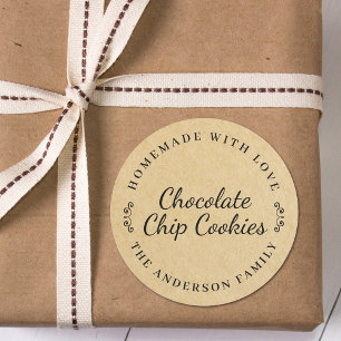 Classic Brown Kraft Personalised Baking Gift Round Sticker