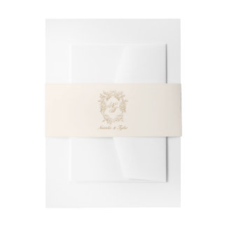Classic Brown Monogram Crest Invitation Belly Band