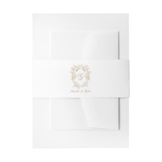 Classic Brown Monogram Crest Invitation Belly Band