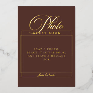Classic Brown Photo Guest Book Wedding Sign