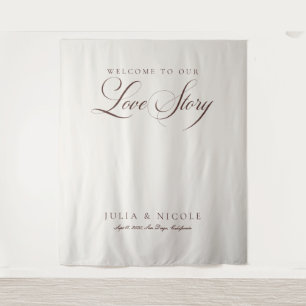 Classic Brown Wedding Welcome Backdrops Banner Tapestry