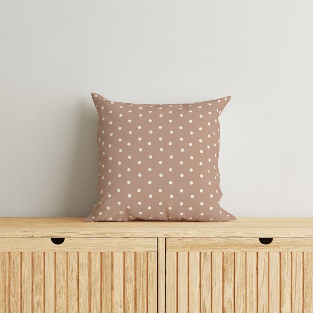 Classic Brown & White Baby Dot Throw Pillow (Creator Uploaded)