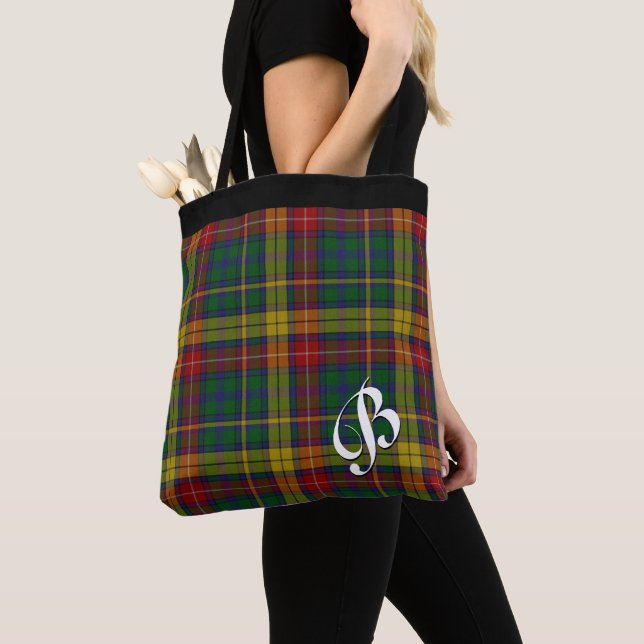Classic Buchanan Plaid Monogrammed Tote Bag (Close Up)