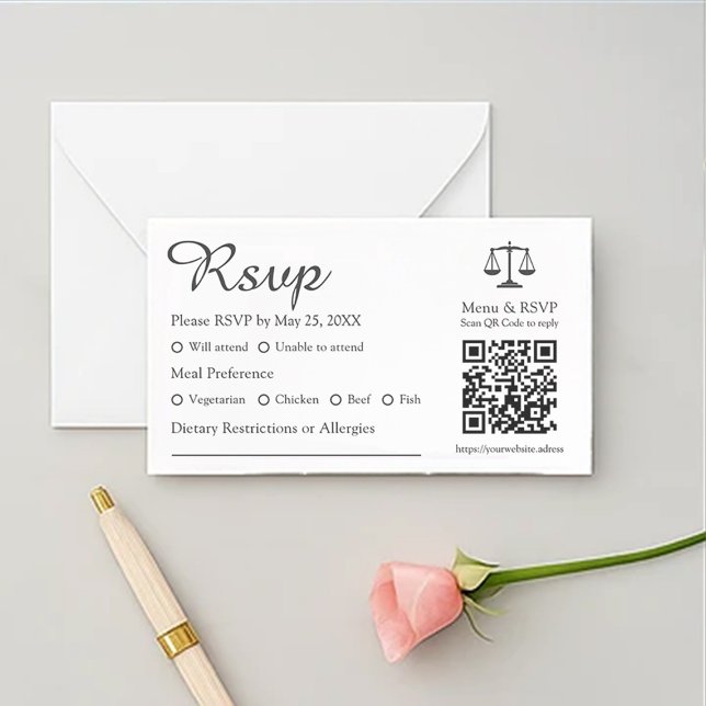 Classic Budget QR Code Menu Options Law Event RSVP (Creator Uploaded)