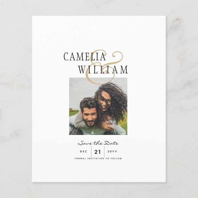 Classic Budget White Wedding Invitation Flyer (Front)