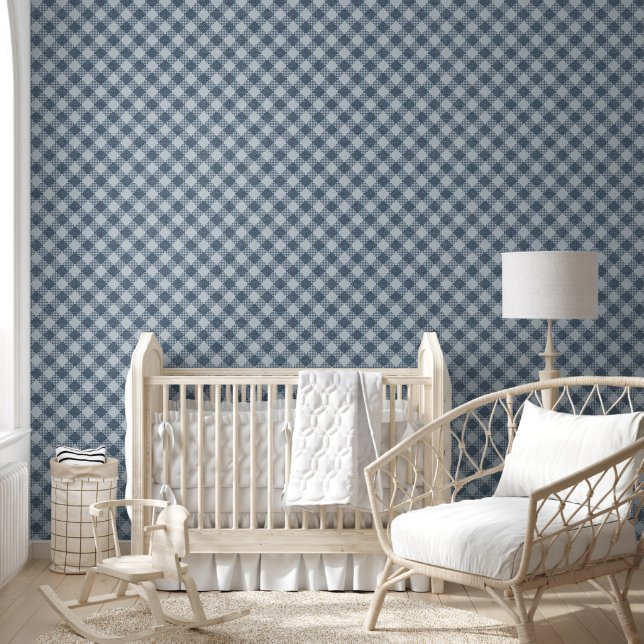 Classic Buffalo Check Plaid Navy Blue and Slate Wallpaper (Kids)