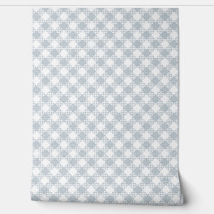 Classic Buffalo Check Plaid White n Dusty Blue Wallpaper