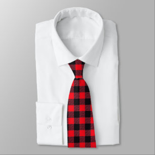 Classic Buffalo Check Red Lumberjack Plaid  Tie
