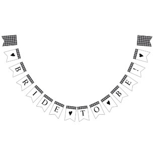 Classic Buffalo Plaid Black White Bridal Shower Bunting