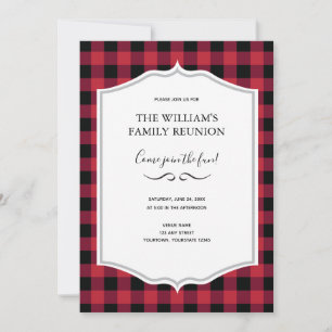 Classic Buffalo Plaid Check Black Red Event Invitation