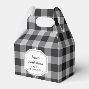Classic Buffalo Plaid Check Black White Event Favour Box