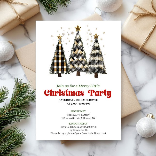 Classic buffalo plaid Christmas tree party invite (Classic buffalo plaid Christmas tree party invite)