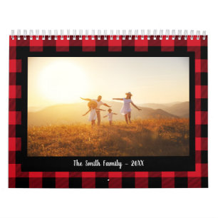 Classic Buffalo Plaid Family Photo Calendar