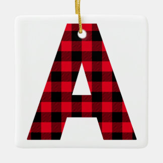 Classic Buffalo Plaid Monogram A Photo Ceramic Ornament