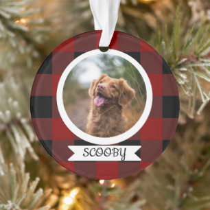 Classic Buffalo Plaid one photo pet Ornament
