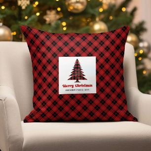 Classic Buffalo Plaid Personalized Family Pillow