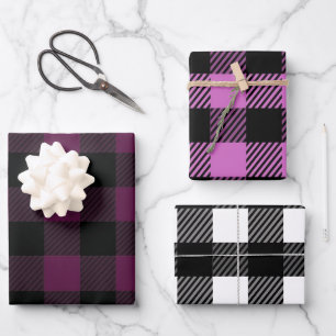 Classic Buffalo Plaid Pink, Burgundy, White Wrapping Paper Sheet