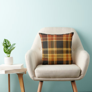 Classic Buffalo Plaid Rustic Brown & Terracotta Cushion