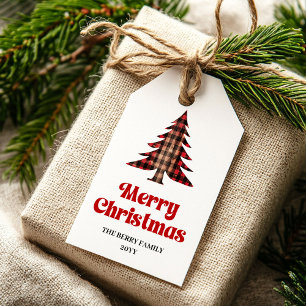 Classic Buffalo Tree Holiday Name Tag