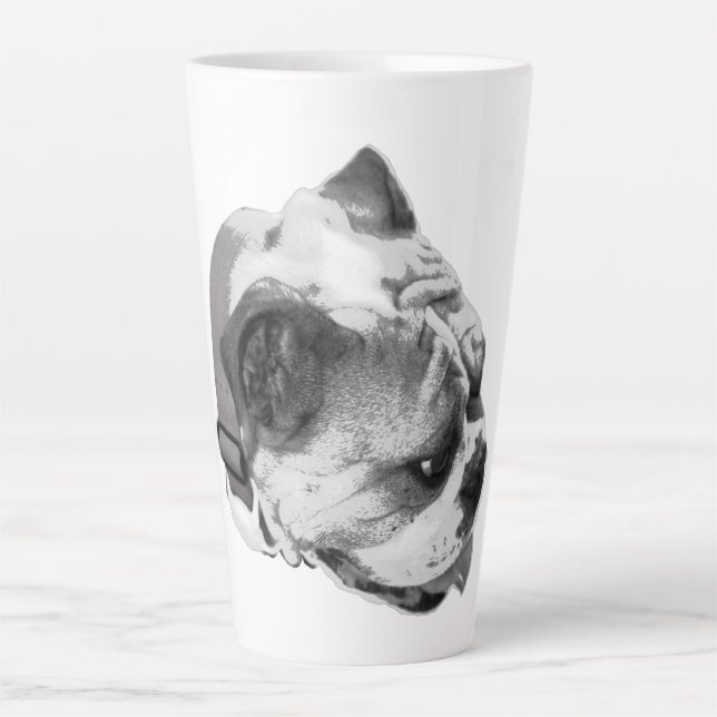 Classic bulldog profile with modern edge latte mug (Front)