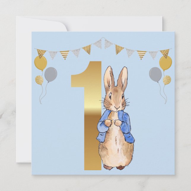 Classic bunny blue jacket first birthday (Front)