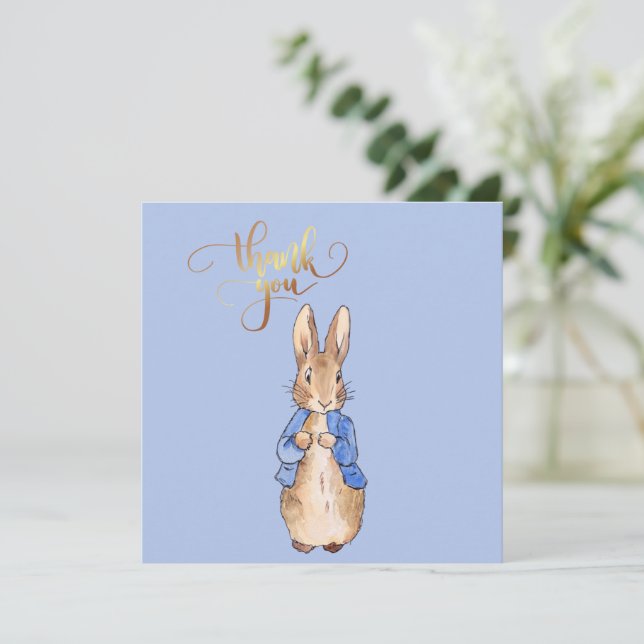 Classic bunny in blue jacket Thank you Card (Standing Front)