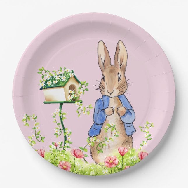Classic bunny rabbit blue jacket paper plate (Front)