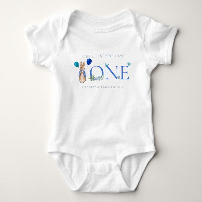 Classic bunny rabbit First birthday Baby Bodysuit (Front)