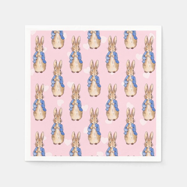Classic bunny rabbit heart pattern napkin (Front)