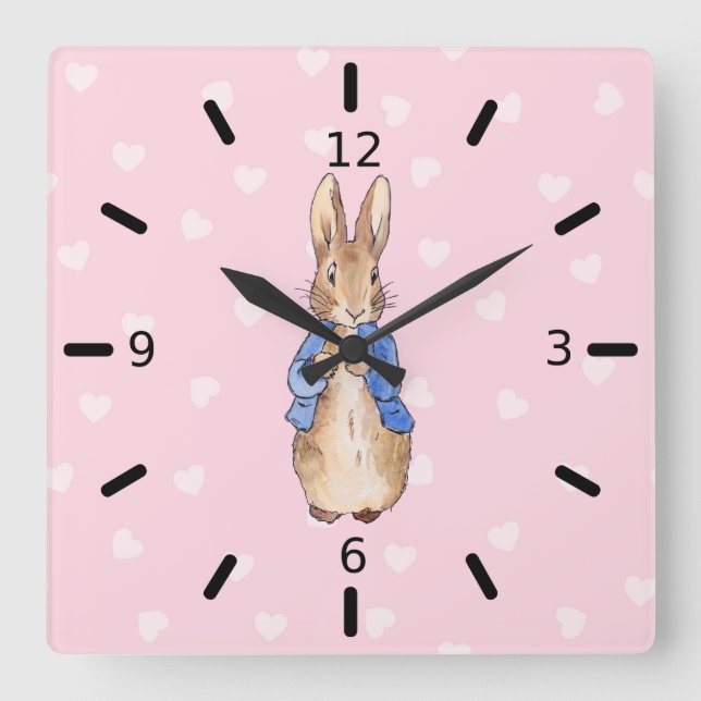 Classic Bunny Rabbit Square Wall Clock (Front)